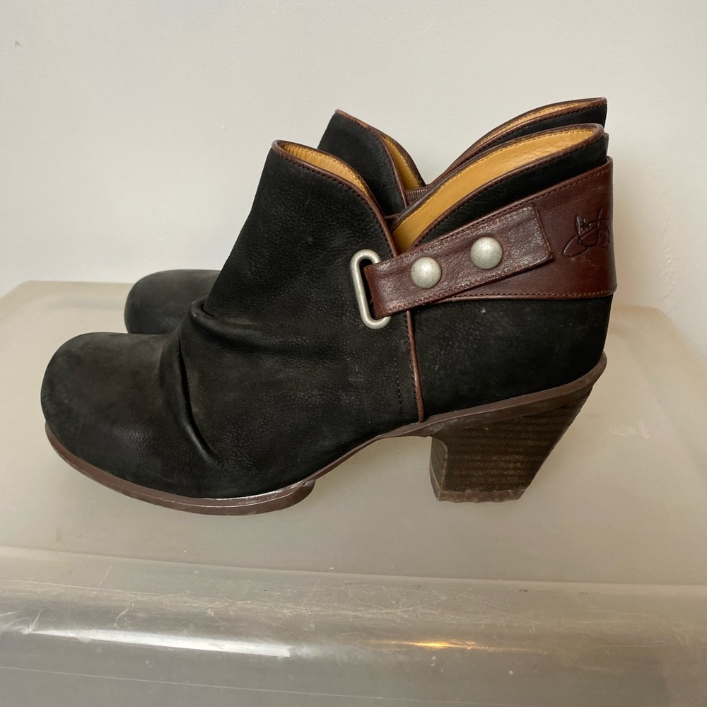 John Fluevog Hopefuls Holly Snapped Ankle Bootie Leather